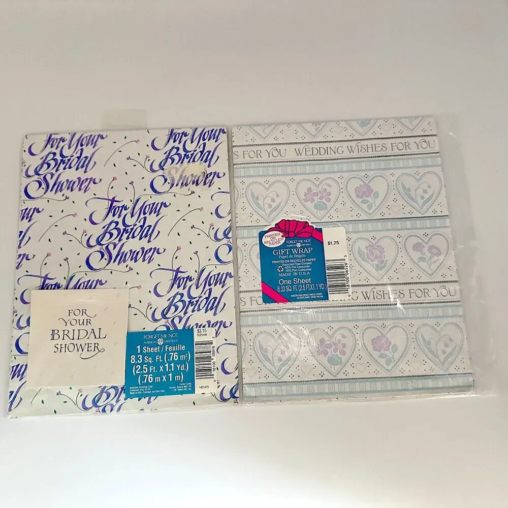 10 Vintage American Greetings Forget Me Not Bride Marriage Gift Wrap Sealed